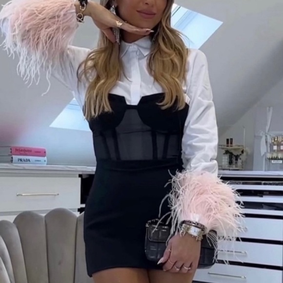 Zara mini-dress mesh corset- combination corset dress blogger favorite - Picture 7 of 8